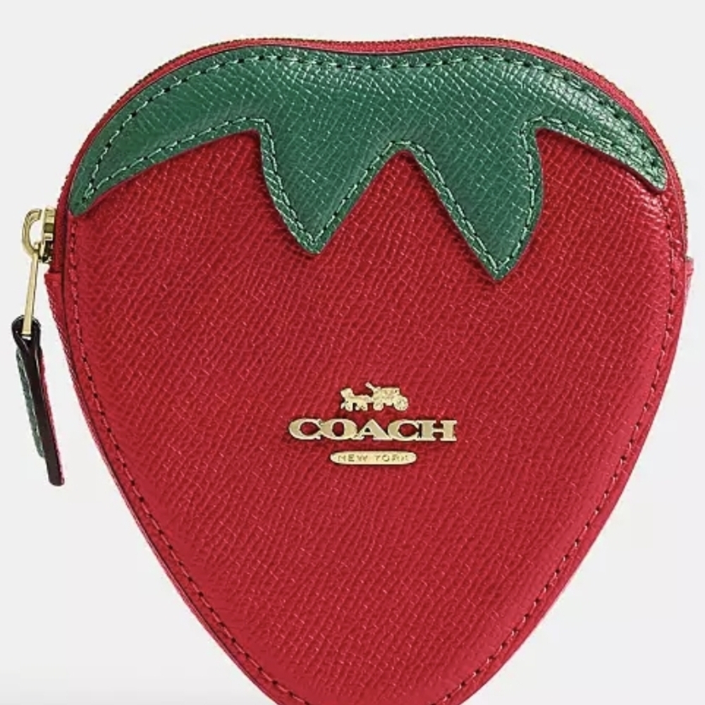 Authentic Coach Red and Green Strawberry Coin Purse